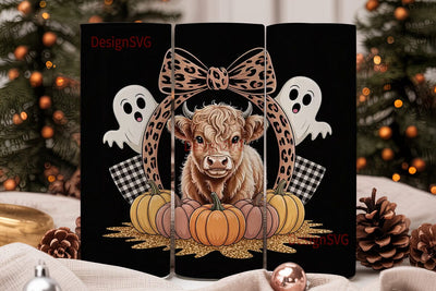 Highland Cow Halloween 20oz Tumbler Wrap Sublimation DesignSVG 