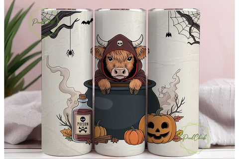 Highland Cow Halloween 20oz Tumbler Wrap Sublimation PixelChick 