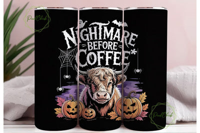 Highland Cow Halloween 20oz Tumbler Wrap Sublimation PixelChick 