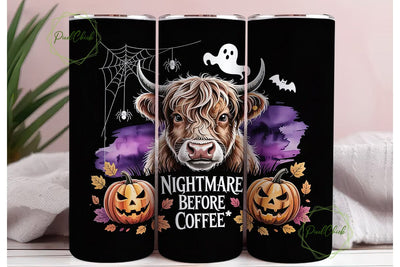 Highland Cow Halloween 20oz Tumbler Wrap Sublimation PixelChick 