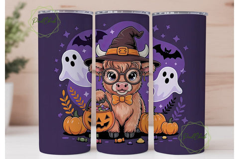 Highland Cow Halloween 20oz Tumbler Wrap Sublimation PixelChick 