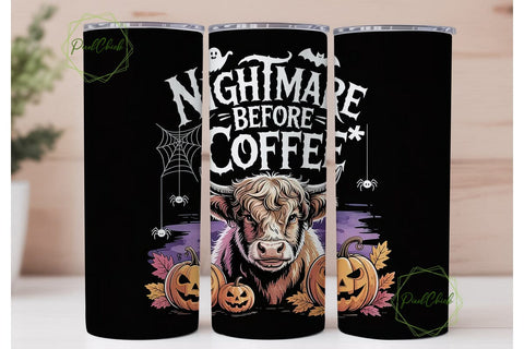 Highland Cow Halloween 20oz Tumbler Wrap Sublimation PixelChick 