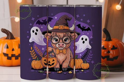 Highland Cow Halloween 20oz Tumbler Wrap Sublimation PixelChick 