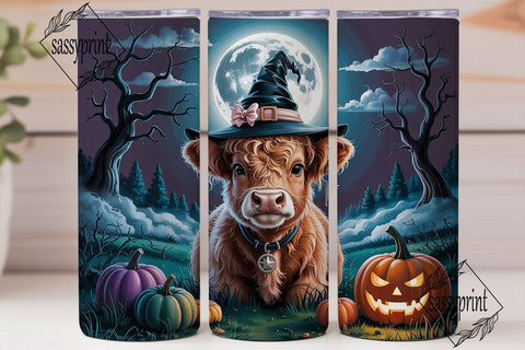 Highland Cow Halloween 20oz Tumbler Wrap Sublimation sassyprint 