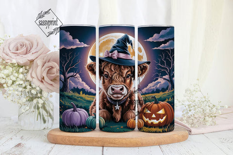 Highland Cow Halloween 20oz Tumbler Wrap Sublimation sassyprint 