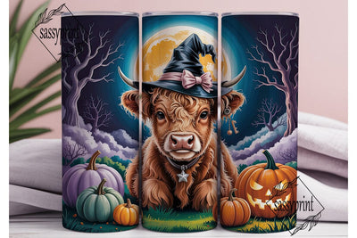 Highland Cow Halloween 20oz Tumbler Wrap Sublimation sassyprint 