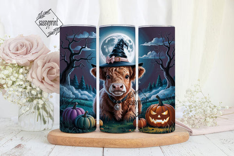 Highland Cow Halloween 20oz Tumbler Wrap Sublimation sassyprint 