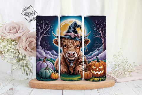 Highland Cow Halloween 20oz Tumbler Wrap Sublimation sassyprint 