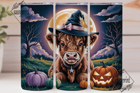 Highland Cow Halloween 20oz Tumbler Wrap Sublimation sassyprint 