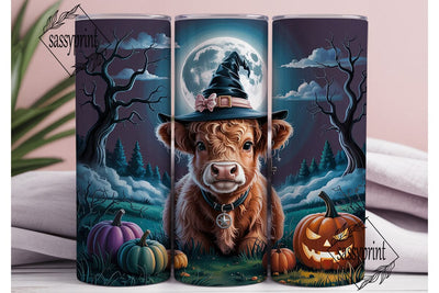 Highland Cow Halloween 20oz Tumbler Wrap Sublimation sassyprint 