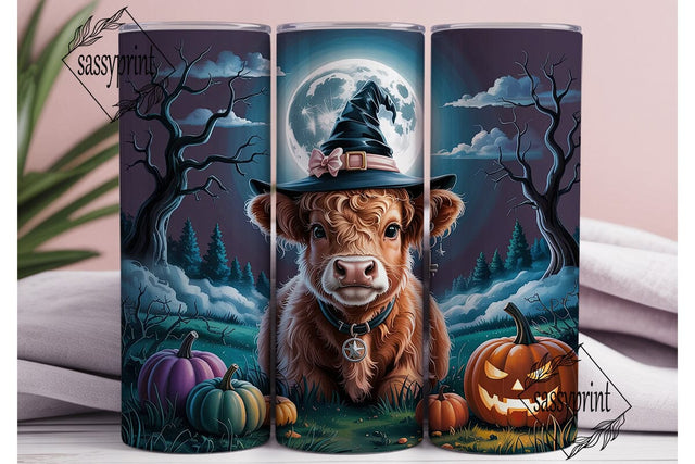 Highland Cow Halloween 20oz Tumbler Wrap Sublimation sassyprint 