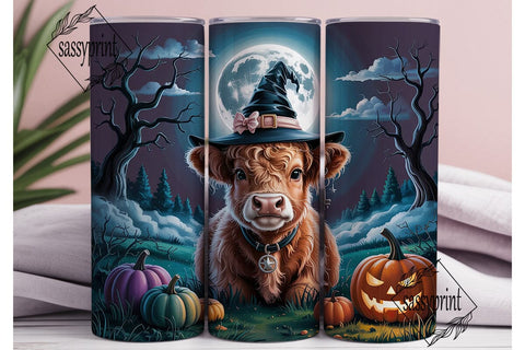 Highland Cow Halloween 20oz Tumbler Wrap Sublimation sassyprint 