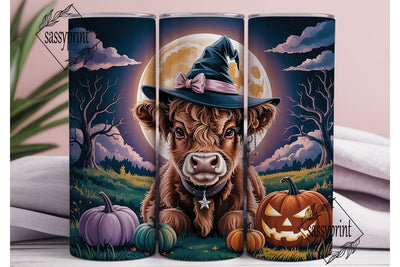 Highland Cow Halloween 20oz Tumbler Wrap Sublimation sassyprint 