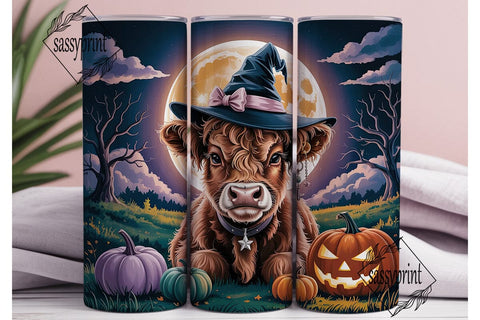 Highland Cow Halloween 20oz Tumbler Wrap Sublimation sassyprint 
