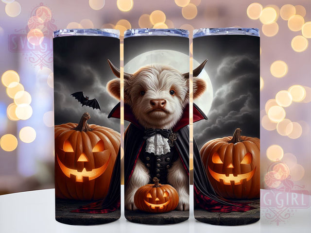 Highland Cow Halloween in Dracula Costume 20oz Tumbler Wrap Sublimation Design, Straight Tapered Tumbler Wrap, Halloween Pumpkin Tumbler Png, Instant Digital Download Sublimation SvggirlplusArt 