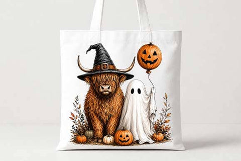Highland Cow Halloween PNG | Ghost Sublimation Digital Download SVG BillahCrafts 