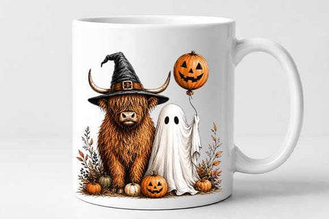 Highland Cow Halloween PNG | Ghost Sublimation Digital Download SVG BillahCrafts 