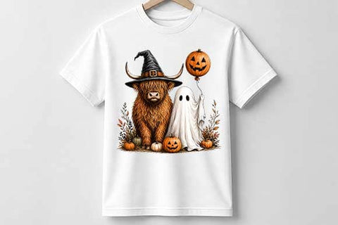 Highland Cow Halloween PNG | Ghost Sublimation Digital Download SVG BillahCrafts 