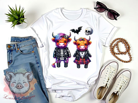 Highland Cow, Halloween, Spooky Vibes, PNG Files, Sublimation Designs, Farm Animal Halloween, Cute Halloween Decor, Fall Crafts Sublimation Lara' s Designs 