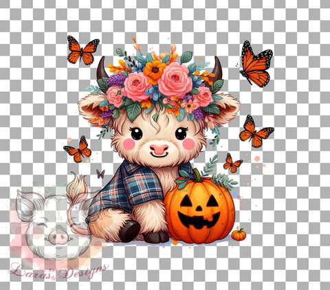 Highland Cow, Halloween, Spooky Vibes, PNG Files, Sublimation Designs, Farm Animal Halloween, Cute Halloween Decor, Fall Crafts Sublimation Lara' s Designs 