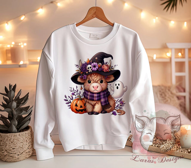 Highland Cow, Halloween, Spooky Vibes, PNG Files, Sublimation Designs, Farm Animal Halloween, Cute Halloween Decor, Fall Crafts Sublimation Lara' s Designs 
