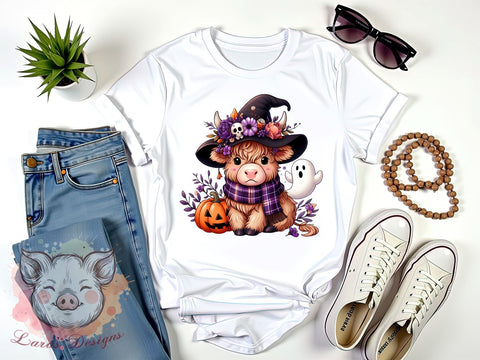 Highland Cow, Halloween, Spooky Vibes, PNG Files, Sublimation Designs, Farm Animal Halloween, Cute Halloween Decor, Fall Crafts Sublimation Lara' s Designs 