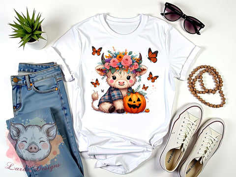 Highland Cow, Halloween, Spooky Vibes, PNG Files, Sublimation Designs, Farm Animal Halloween, Cute Halloween Decor, Fall Crafts Sublimation Lara' s Designs 