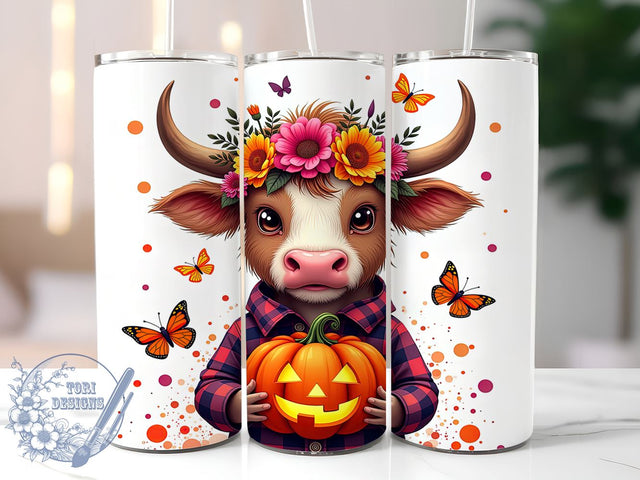 Highland Cow, Halloween, Trick or Treat, Tumblers, Sublimation Design, Farm Animal, Fall Decor, Cute Halloween Sublimation ToriDesigns 