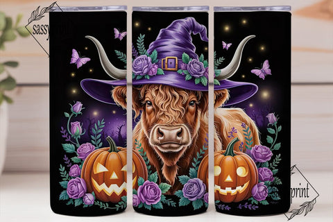 Highland Cow Halloween Tumbler Wrap Sublimation sassyprint 