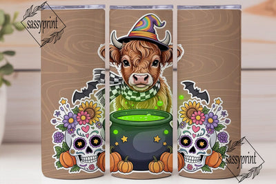 Highland Cow Halloween Tumbler Wrap Sublimation sassyprint 