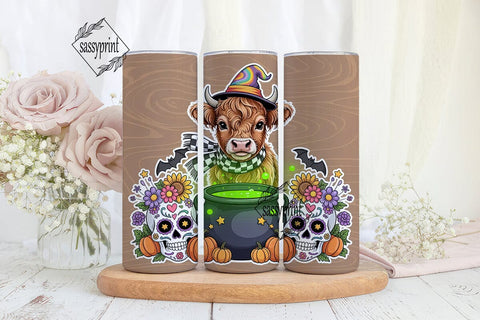 Highland Cow Halloween Tumbler Wrap Sublimation sassyprint 