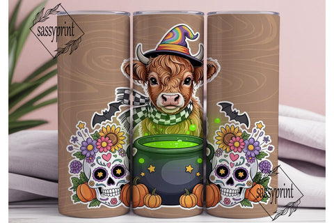 Highland Cow Halloween Tumbler Wrap Sublimation sassyprint 