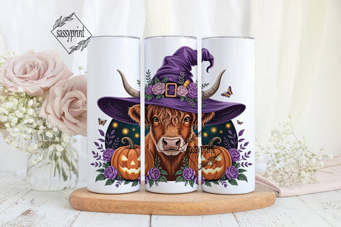 Highland Cow Halloween Tumbler Wrap Sublimation sassyprint 