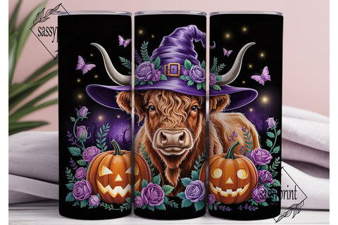 Highland Cow Halloween Tumbler Wrap Sublimation sassyprint 