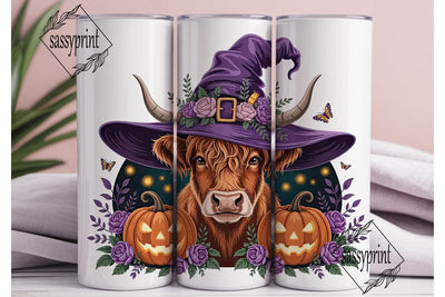 Highland Cow Halloween Tumbler Wrap Sublimation sassyprint 
