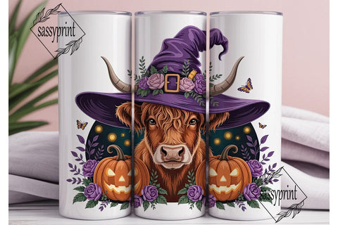 Highland Cow Halloween Tumbler Wrap Sublimation sassyprint 