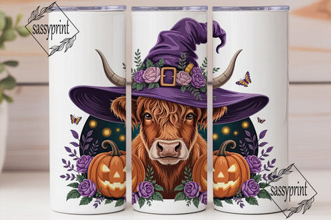 Highland Cow Halloween Tumbler Wrap Sublimation sassyprint 