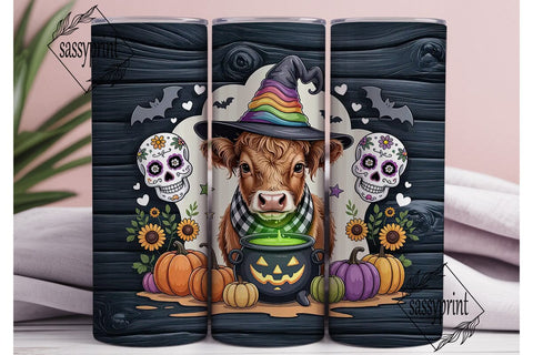 Highland Cow Halloween Tumbler Wrap Sublimation sassyprint 
