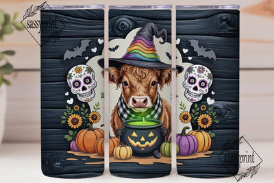 Highland Cow Halloween Tumbler Wrap Sublimation sassyprint 