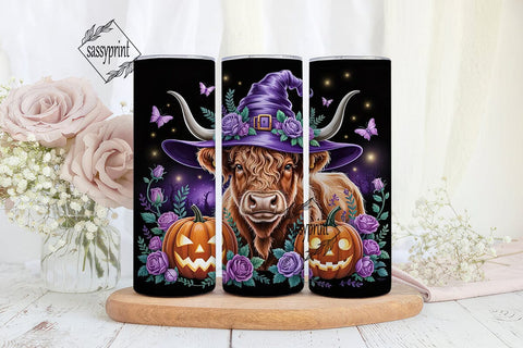 Highland Cow Halloween Tumbler Wrap Sublimation sassyprint 