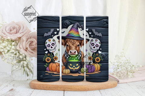 Highland Cow Halloween Tumbler Wrap Sublimation sassyprint 