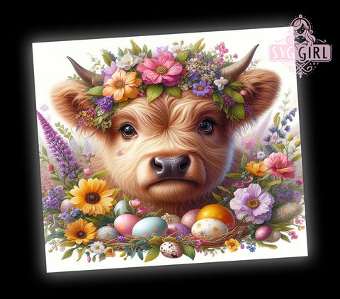 Highland Cow, Hands Off My Eggs, 20oz Tumbler, Sublimation Design, Farmhouse Decor, Cute Cow Gift, Rustic Kitchenware Sublimation SvggirlplusArt 