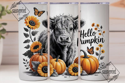 Highland Cow Hello Pumpkin 20oz Tumbler Sublimation sassyprint 