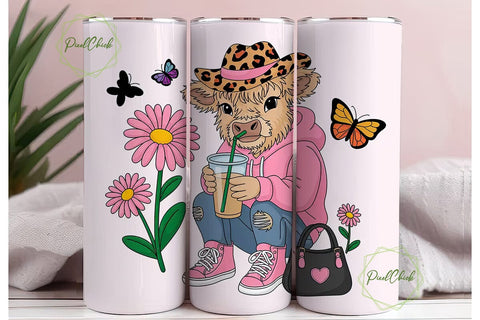 Highland Cow Hoodie Tumbler Wrap PNG Sublimation PixelChick 