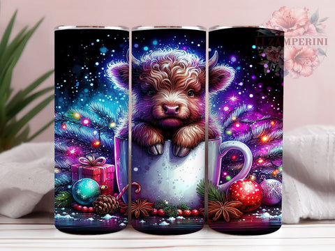 Highland Cow Hot Chocolate 20oz Tumbler Wrap PNG, Cute Highland Cow Tumbler PNG Sublimation Design, Straight & Tapered Tumbler Wrap, Instant Digital Download Sublimation Li Zamperini 