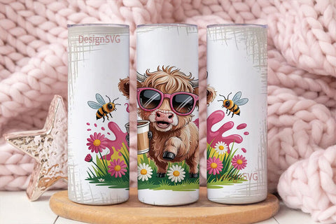 Highland Cow Iced Coffee 20oz Tumbler Sublimation DesignSVG 