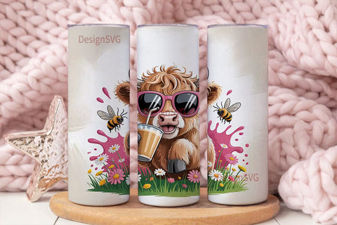 Highland Cow Iced Coffee 20oz Tumbler Sublimation DesignSVG 