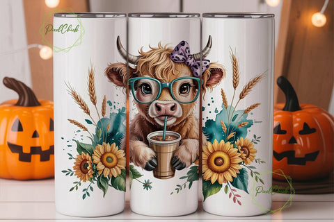 Highland Cow Iced Coffee 20oz Tumbler Sublimation PixelChick 