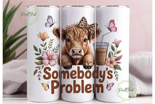 Highland Cow Iced Coffee 20oz Tumbler Sublimation PixelChick 