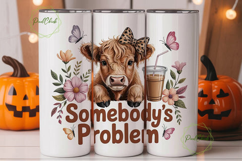 Highland Cow Iced Coffee 20oz Tumbler Sublimation PixelChick 